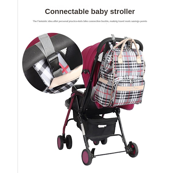 Mother Bag Pleiebag Stor Kapasitet Oppgradert Vanntett USB Skulderveske Ryggsekk Multifunksjonsveske Gray and beige
