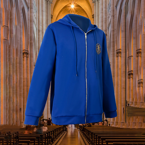 Keskiviikko Adams Xavier Thorpe takki ja hattu cosplay samaa tyyliä a Blue XL