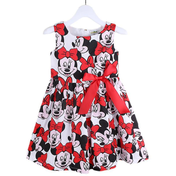 Børn Piger Sommer tegnefilm Minnie Mouse Bowknot Princess Swing Dress E B 5-6 Years