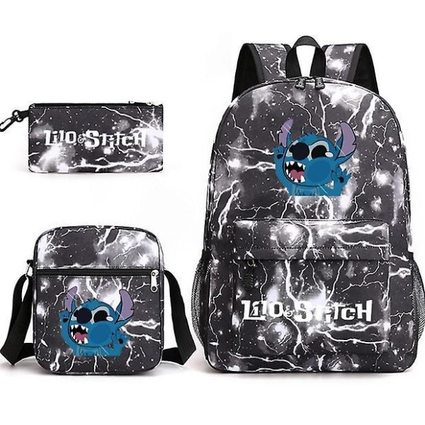 Lilo & Stitch Backpack Three-piece Set School Bag thunder black