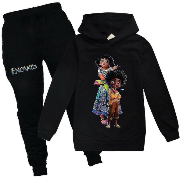 Kids Encanto Mirabel Antonio Print Casual treningsdresssett V Black 8-9 Years 140