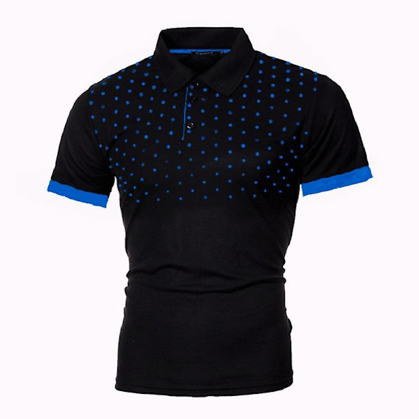 Kb Herre Polo Herre Skjorte Kortermet Polo Skjorte Kontrastfarge Polo Nye klær Sommer Streetwear Uformelle mote Herre Overdeler black blue Asia S 45-55 KG