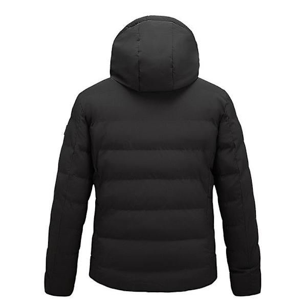 Opvarmet jakke, opvarmet frakke til kvinder og mænd, vinterfrakke hættejakke Black 2XL