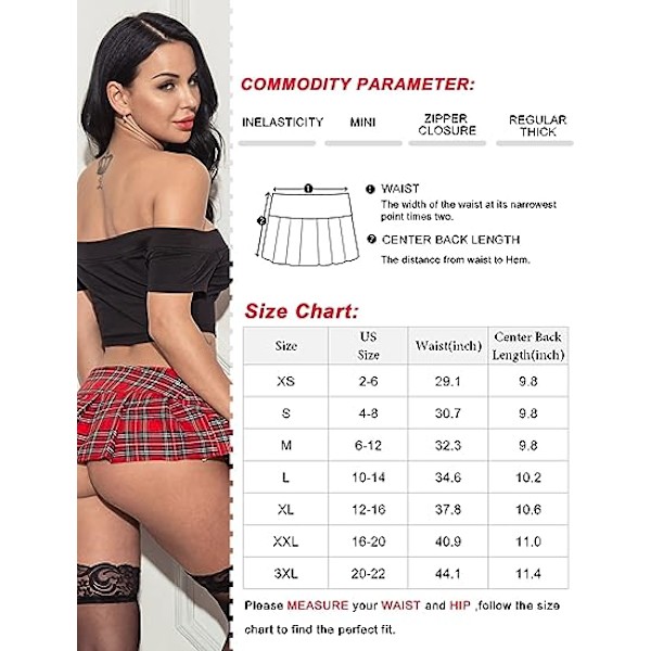 Cosplay kostym Mini Rutig kjol Skolflicka (M)
