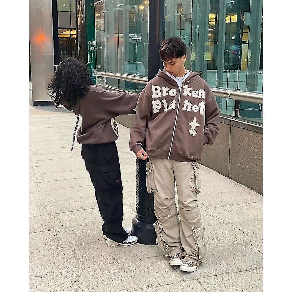 Men's Streetwear Retro Made Old English Zipper Hoodie Y2k Lös Mångsidig Hoodie Oversized Sweatshirt Gothic Top Sky Blue L
