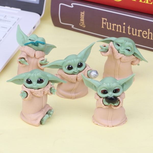 5 stk/ sett Baby Yoda Grogu Mandalorian actionfigur leker