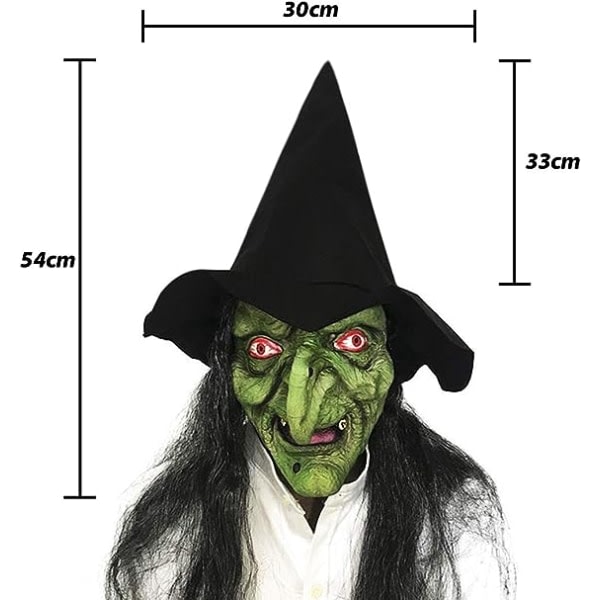 Gammel kvinne heks maske Halloween kostyme skremmende skummel del cosplay dekorasjon tilbehør