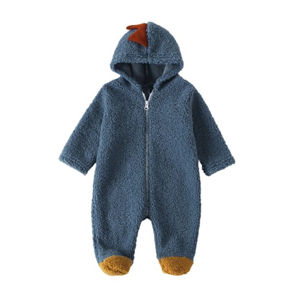 Klatrende spædbørn Dinosaur Hætte Jumpsuit Efterår Vinter Tøj Red