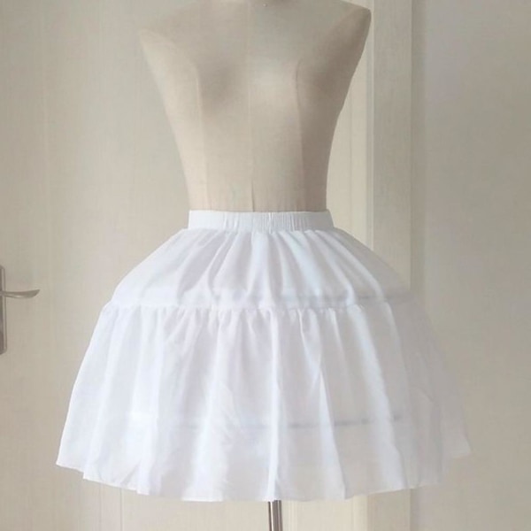 Kvinnor Tjejer Lolita Cosplay Crinoline Underkjol 2 Hoops Tyll Lager Bustle Adjus Tack!! White