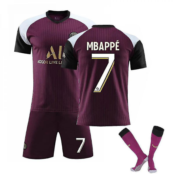 bappe #7 Jersey Home 21-22 Paris Football T-paidat Jersey Set / M