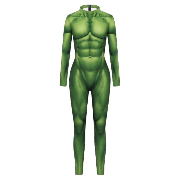 Superhjälte Bruce Banner Hulk Muscle Tights Jumpsuits Kostym Män Kvinnor Halloween Party Performance Zentai Bodysuit B142-344 S