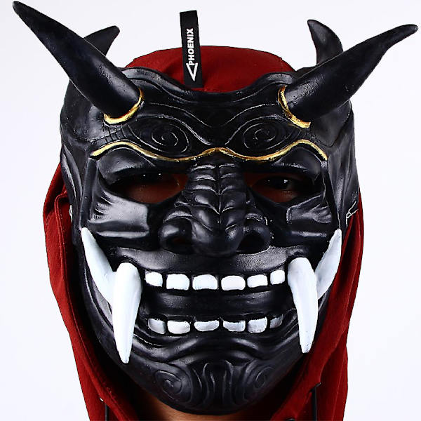 Caraele Oni Devil Perinteinen japanilainen Halloween-naamio Demoni Fancy Mekko Cosplay Latex Mask -asusteet x10106a
