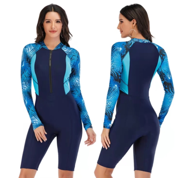 Långärmad surfwear våtdräkt för kvinnor i ett stycke Blue M