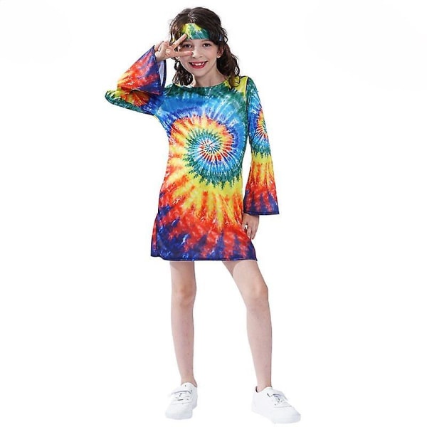 Groovy Gal Hippie Hippi 1970-luvun 1960 Flower Power Peace Child Retro -naisten asu S 4-5year