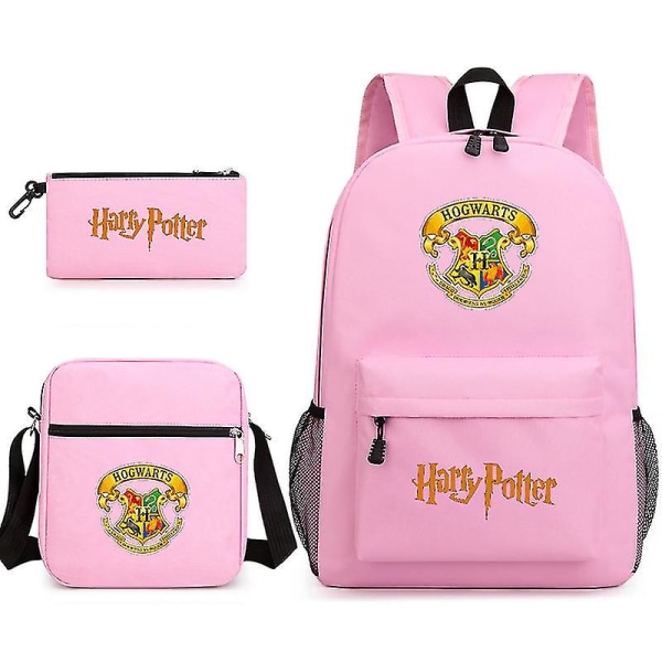 Harry Potter Pattern -reppu Opiskelijan koululaukku Pieni olkalaukku Penaali Kolmiosainen Cross-9q W pink