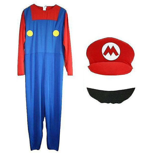 Super Mario Brosin unisex aikuisten ja lasten cosplay-fancy mekko -asu Boy Mario XL