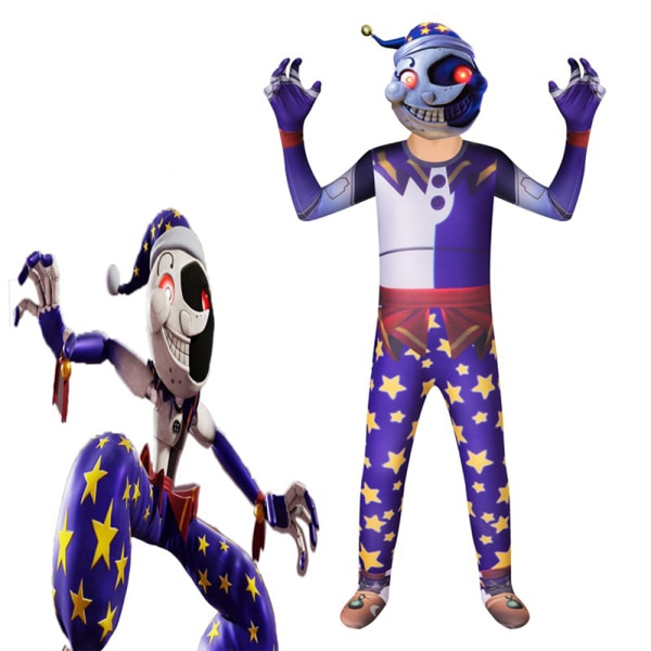 Sundrop Moondrop FNAF Jumpsuit Cosplay Barn Halloween kostym W 130cm