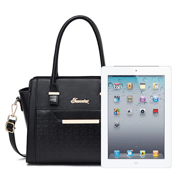 Kvinders Crossbody-tasker i læder Classic Tote Daily Portable Svart 27x13x21cm/10.63x5.12x8.27"