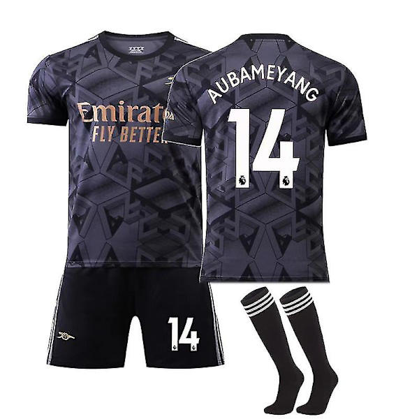 2223 Arsenal fodboldtrøje kortærmet skjortesæt Ars fodboldtræningsdragt til voksne børn 22 23 Aubameyang 14 Kids 26(140-150CM)