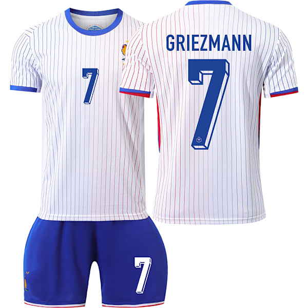 Frankrike 2024 landslagströja fotbollströja UEFA EM-upplaga hem barn vuxen set nr 7 GRIEZMANN sockless sockless XS