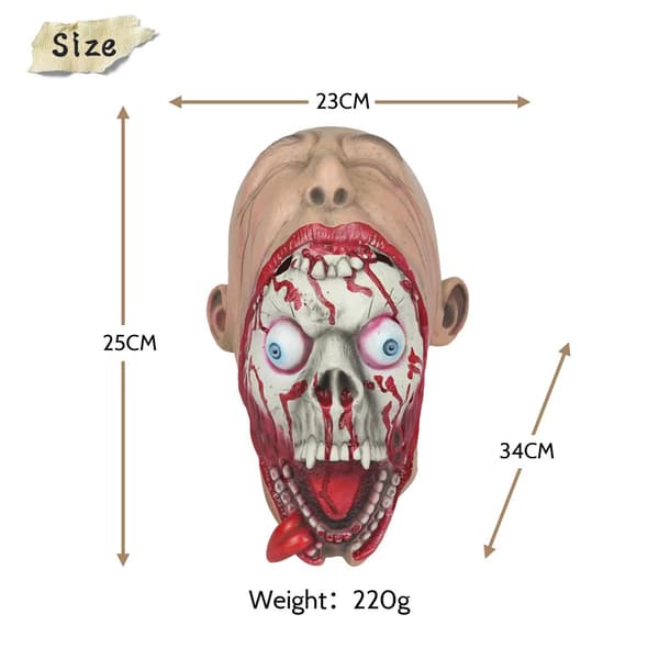 Zombie Latex Cosplay Mask Halloween Mask Hodeplagg til fest