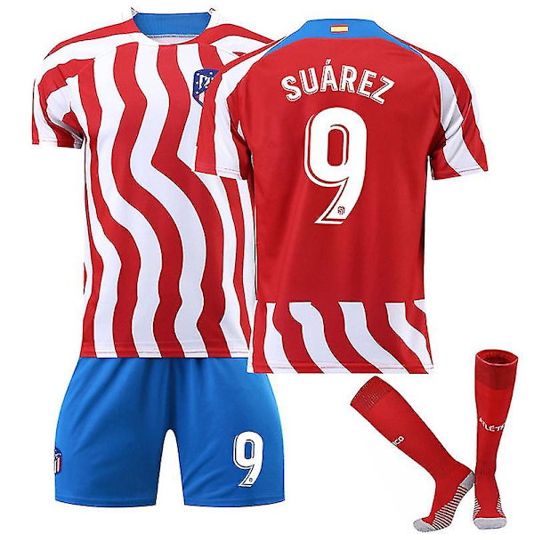22-23 Atletico Madrid Koti Lapset Aikuiset Jalkapallo Jalkapallo Jersey Trainin Jersey Puku SUAREZ 9 XS