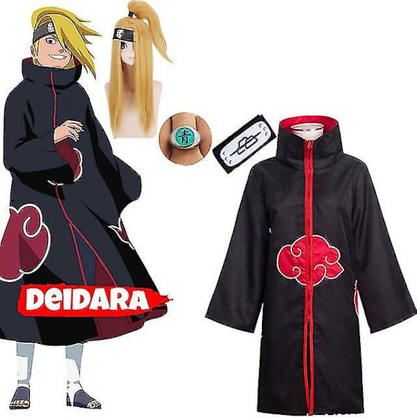 Deidara Full et Cosplay Kostume White Clay Bird Tongue Tattoo Paryk Halloween Kostume Til Børn Voksne Børn Feriegave Only clothes S