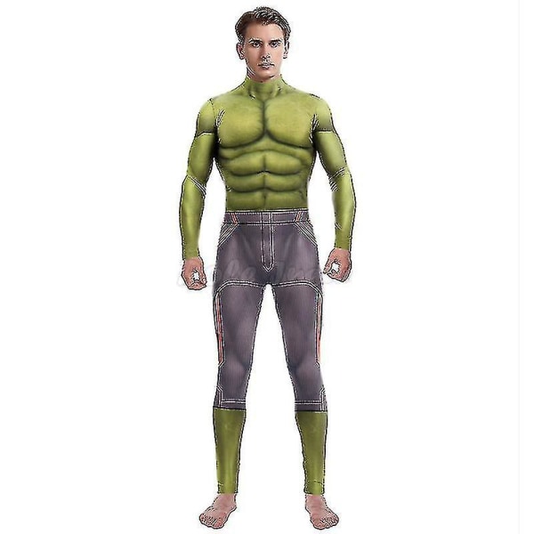 Superhjälte Bruce Banner Hulk Muscle Tights Jumpsuits Kostym Män Kvinnor Halloween Party Performance Zentai Bodysuit B142-344 S