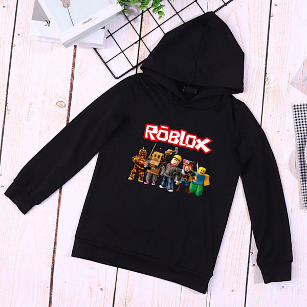 Roblox hættetrøje til børn Overtøj Pullover sweatshirt black 150
