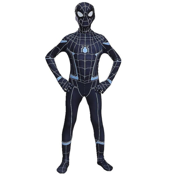 Svart Spider-man Cosplay-kostyme for voksne barn 120cm