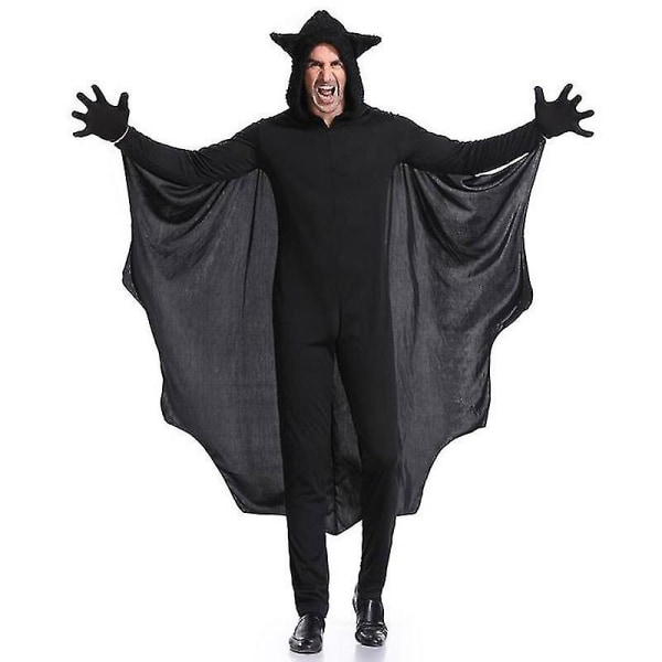 Mies Black Bat Vampire Cosplay Miesten Hupullinen haalari Fantasia Halloween Carnival Dres Up L