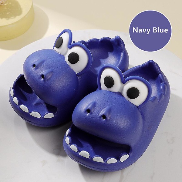 Sød Dinosaur Husholdning Anti-Slip Tyk Sål Børne Hjem Sommer Drenge Og Piger Eva Baotou Baby Eksternt Beklædning Seje Hjemmesko Navy Blue 210