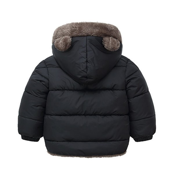 Baby vinter tyk varm jakke sherpa fleece hættefrakke black 100cm
