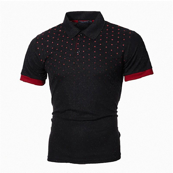 Kb Herre Polo Herre Skjorte Kortermet Polo Skjorte Kontrastfarge Polo Nye klær Sommer Streetwear Uformelle mote Herre Overdeler black red Asia XXL 85-95 KG