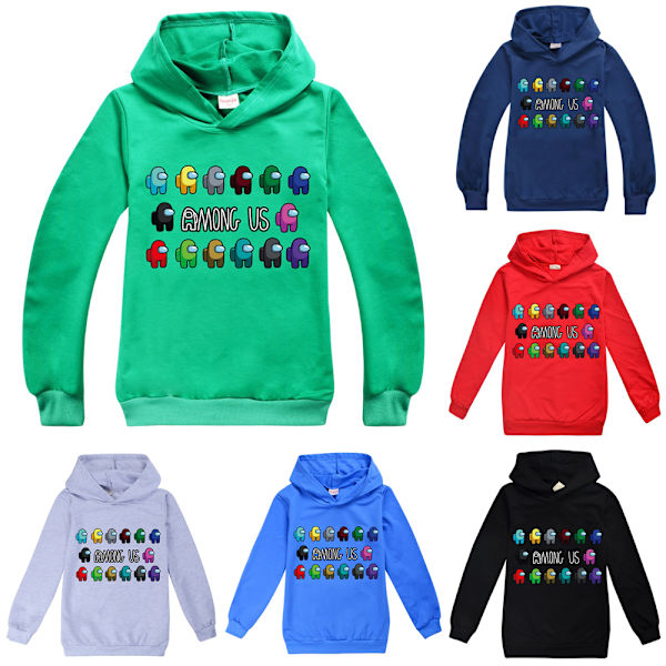 Blandt os Børn 3D Casual 3D Printet Sweatshirt Hættetrøje Pullover green 150cm