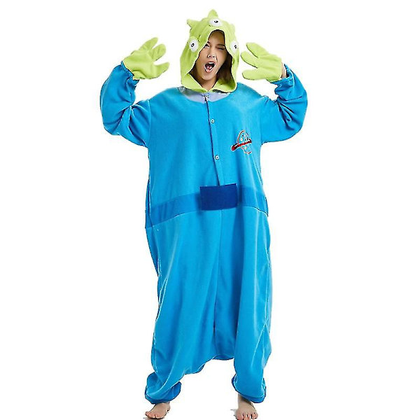 Aikuisten One Piece Pyjama Eläin Kigurumi Onesie Miesten Naisten Kokovartalopyjamat Sarjakuva Alien Onesie Cosplay-asu S