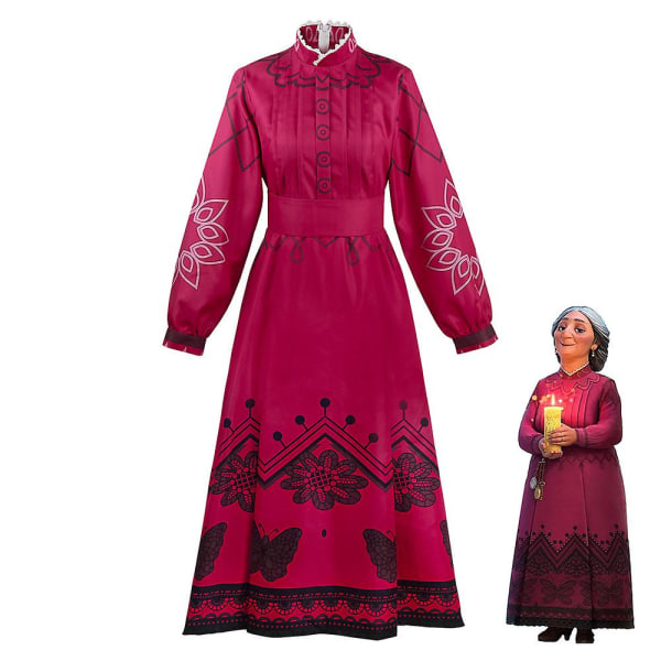 Cosplay Granny Mirabelle Cospaly Costume Abuela Alma Röd klänning (klänning + skärp) red 3XL