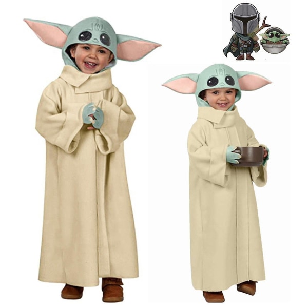 Halloween jule maskerade kostume til børn Yoda baby + hovedbeskyttelse 8-11years(L)