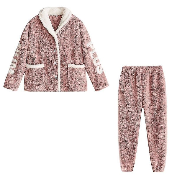 Coral Velvet Pyjamas Kvinde Efterår Vinter Flanell Pyjamas Pyjamas Pyjamas Suit Par Hjemmetøj Grey XL
