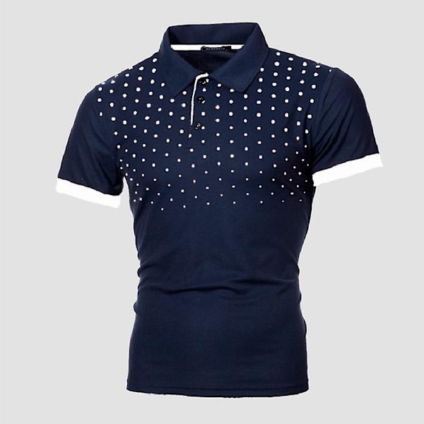 Kb Herre Polo Herre Skjorte Kortermet Polo Skjorte Kontrastfarge Polo Nye klær Sommer Streetwear Uformelle mote Herre Overdeler navy white Asia 3XL 95-105 KG