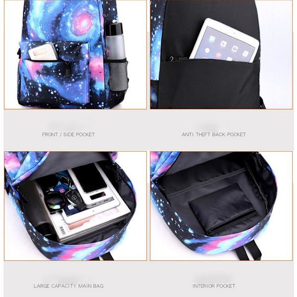 Trendy Cr7 3-delt ryggsekk Mochila studentkapasitet