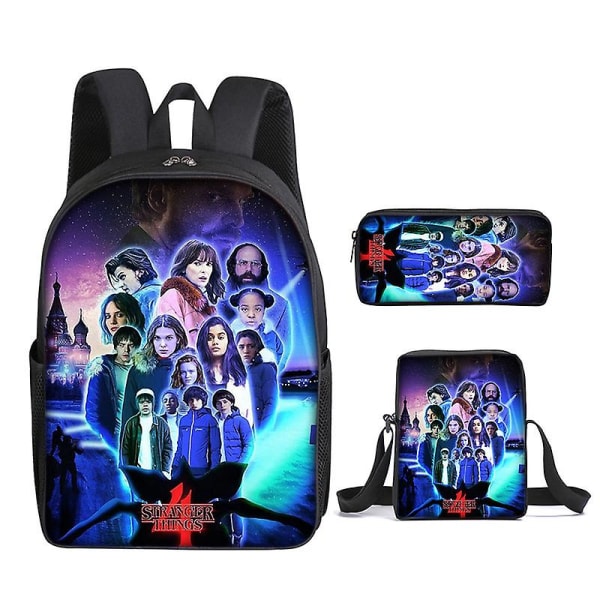 Stranger Things Säsong 4 Ryggsäck Student Skolväska, Ryggsäck / Måltidsväska / Pennväska / 3- set(ryggsäck+pennväska+måltidsväska)~14 3 Piece Set
