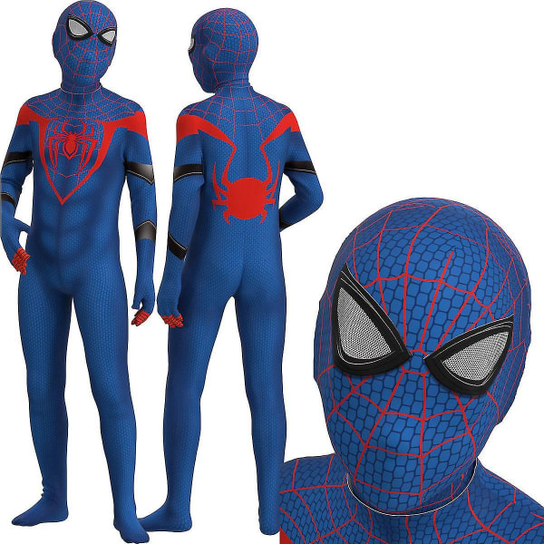 Spider-man Animeret Kostume Cosplay Kostume Fest Jumpsuit Monteret Børnetøj Spiderman Ansigtsmaling 130cm