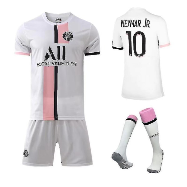 Regenboghorn Kids Football Kits Soccer Jersey Training T-paitapuku 21/22-2a Neymar PSG Away 20 (110-120 cm)