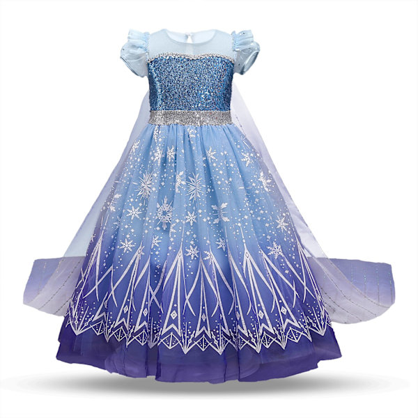 Frozen Elsa prinsessklänning mesh cape cosplay klänning