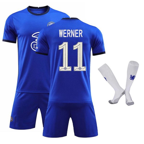 Chelsea F.C Hem Barn Män Fotbollssatser Fotbollströja Träningströja Kostym 21/22 KANTE / HAVERZ / WERNER / MOUNT 11 - WERNER L (175-180cm)