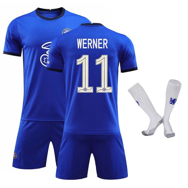 Chelsea F.C Hjem Barn Herre Fotballsett Fotballdrakt Trenings T-skjorte dress 21/22 KANTE / HAVERZ / WERNER / MOUNT 11 - WERNER XS (160-165cm)