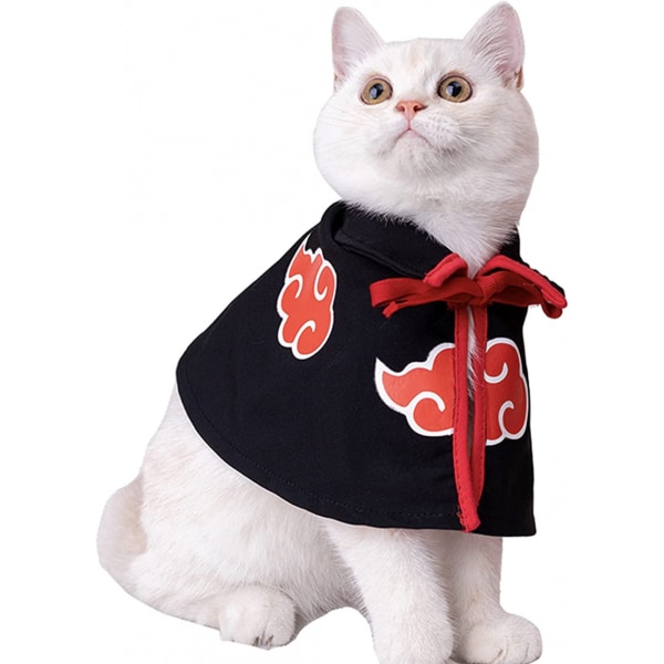 Cat Cape Anime Ninja-kostyme, Halloween-kostyme for kjæledyr, kattekostyme for små hunder til kjæledyr Cape Cosplay-fest (M-størrelse)