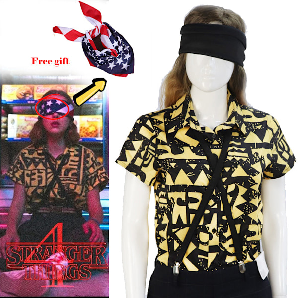 Stranger Things Eleven Cosplay Kostumer T-shirt Skjorte EL Halloween Piger Kvinder Rekvisitter Hovedbeklædning style 2 style 2 XS