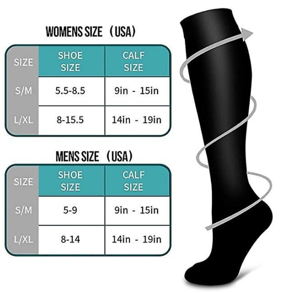 Kompresjonssokker For Dame & Herre Sirkulasjon 6 Par set13 L XL